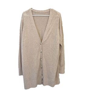 Ann Taylor Pink Oatmeal Cardigan Sweater Long XL Lyocell Classic Casual Comfort